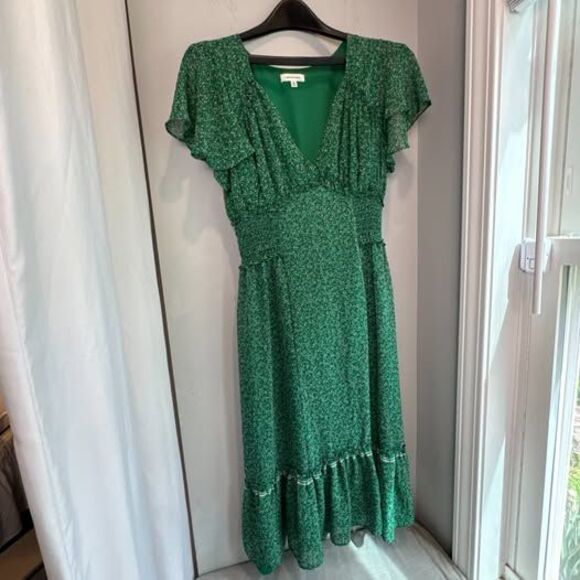 Max Studio Dresses & Skirts - Max Studio Dress Women's Small Green Floral Midi Elastic Waist Boho Style